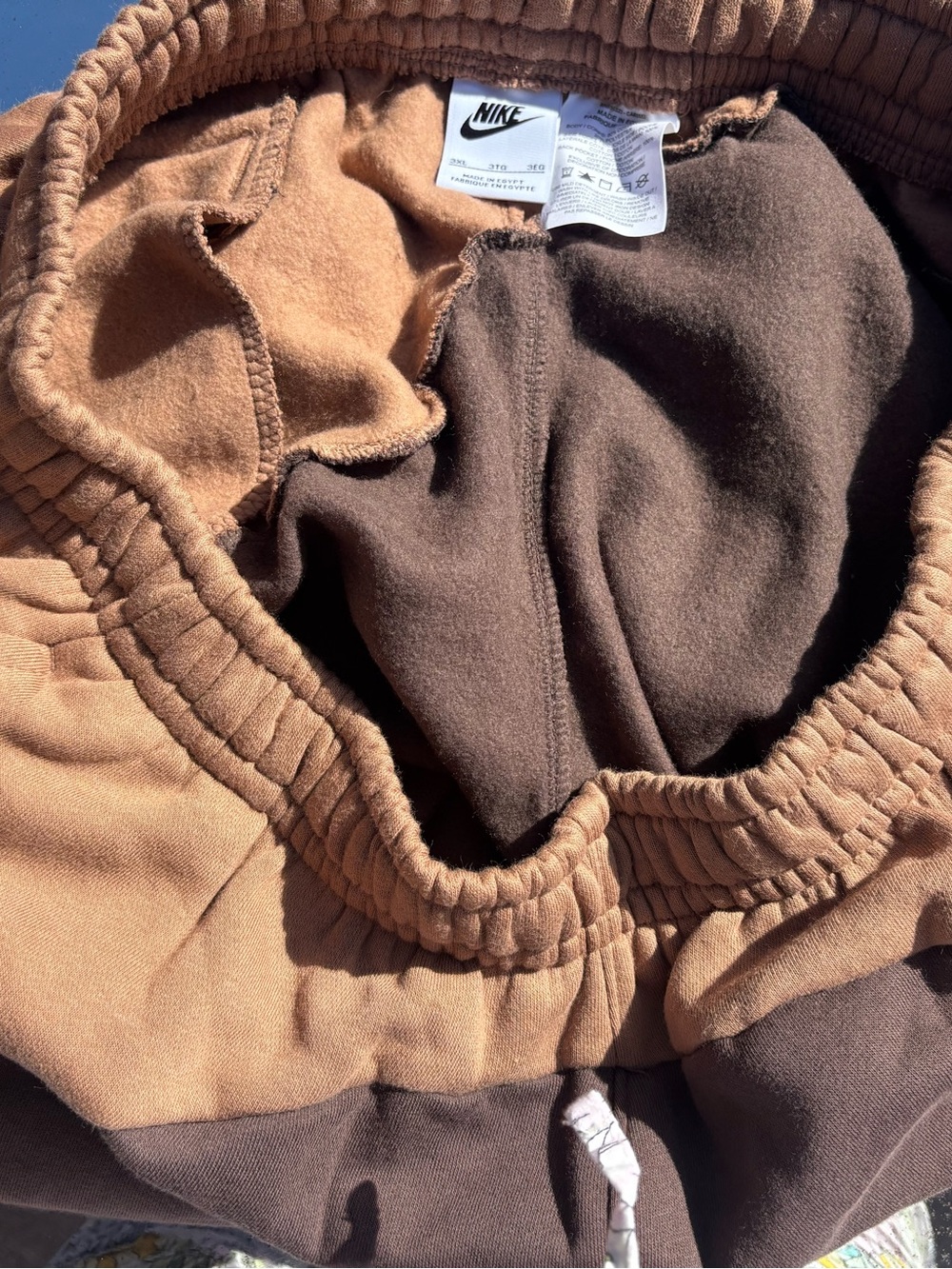 Nike Two-Tone Brown and Tan Fleece Joggers
